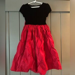 Gorgeous Girls Black Velvet and Red Holiday Dress
